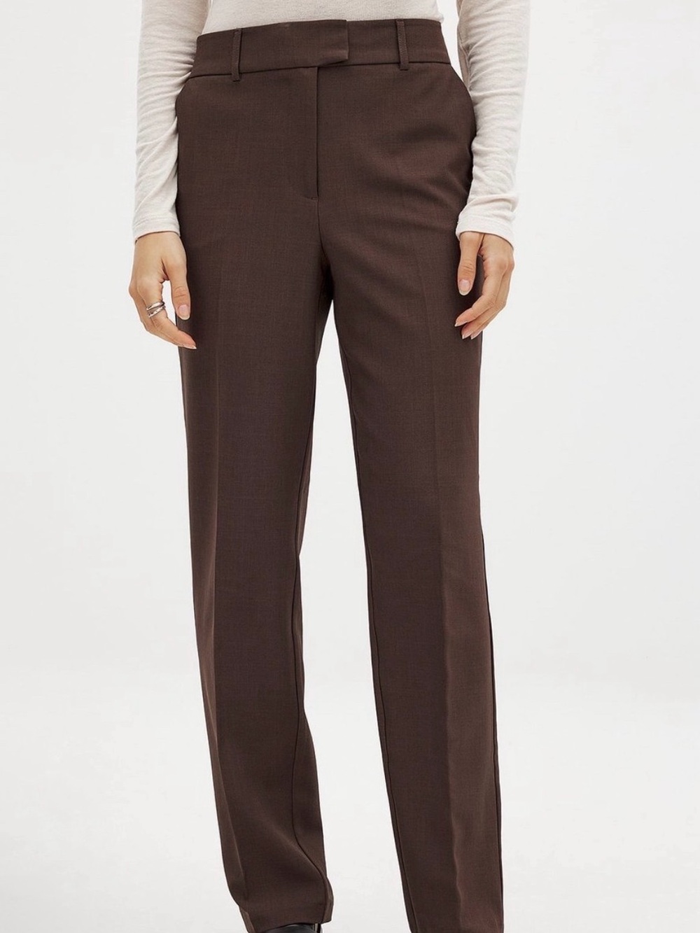 Tailored Straight-Leg Women's Trousers in Dark Brown